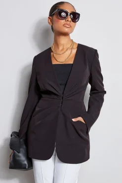 Elie Tahari Jackets & Blazers-Pleat Detail Blazer NOIR