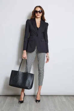 Elie Tahari Jackets & Blazers-Pleat Shoulder Cotton Blazer BLACK