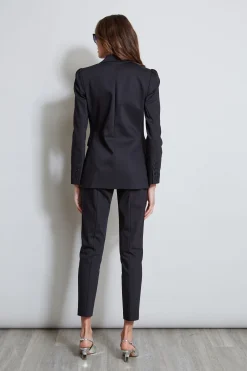 Elie Tahari Jackets & Blazers-Pleat Shoulder Cotton Blazer BLACK