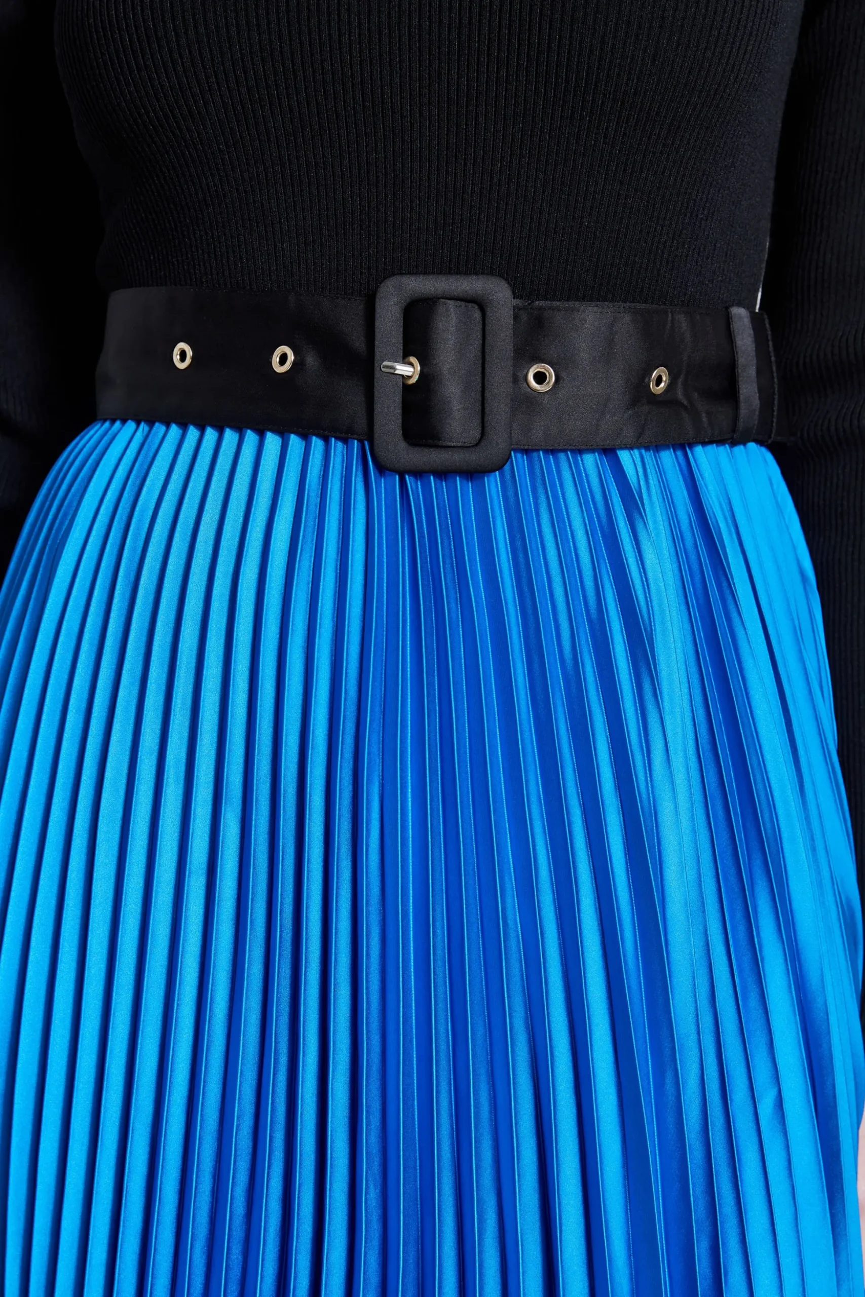 Elie Tahari Dresses & Jumpsuits|Midi Dresses-Pleated Belted Dress BLUEIVY/NOIR