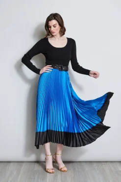 Elie Tahari Dresses & Jumpsuits|Midi Dresses-Pleated Belted Dress BLUEIVY/NOIR
