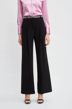 Elie Tahari Bottoms-Pleated Crepe Pant BLACK