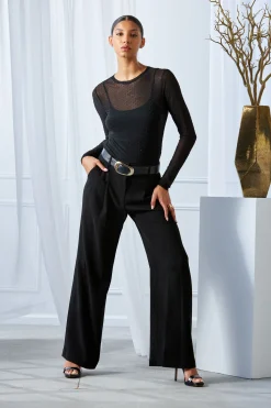 Elie Tahari Bottoms-Pleated Crepe Pant BLACK