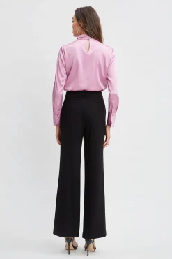 Elie Tahari Bottoms-Pleated Crepe Pant BLACK