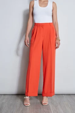 Elie Tahari Bottoms-Pleated Cuffed Pant JUPITERGLOW
