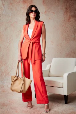 Elie Tahari Bottoms-Pleated Cuffed Pant JUPITERGLOW