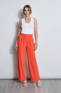 Elie Tahari Bottoms-Pleated Cuffed Pant JUPITERGLOW