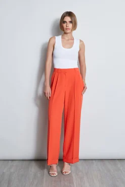 Elie Tahari Bottoms-Pleated Cuffed Pant JUPITERGLOW