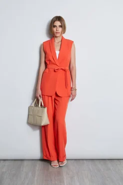 Elie Tahari Bottoms-Pleated Cuffed Pant JUPITERGLOW