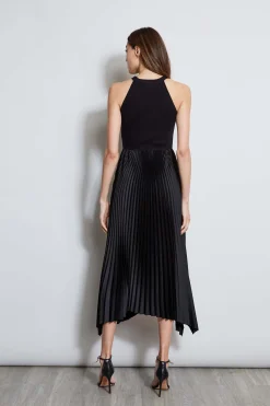 Elie Tahari Dresses & Jumpsuits|Sleeveless Dresses-Pleated Halter Midi Dress NOIR