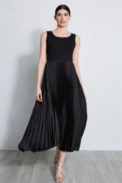 Elie Tahari Dresses & Jumpsuits|Sleeveless Dresses-Pleated Midi Dress NOIR
