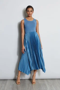 Elie Tahari Dresses & Jumpsuits|Midi Dresses-Pleated Midi Dress BLUEBREEZE