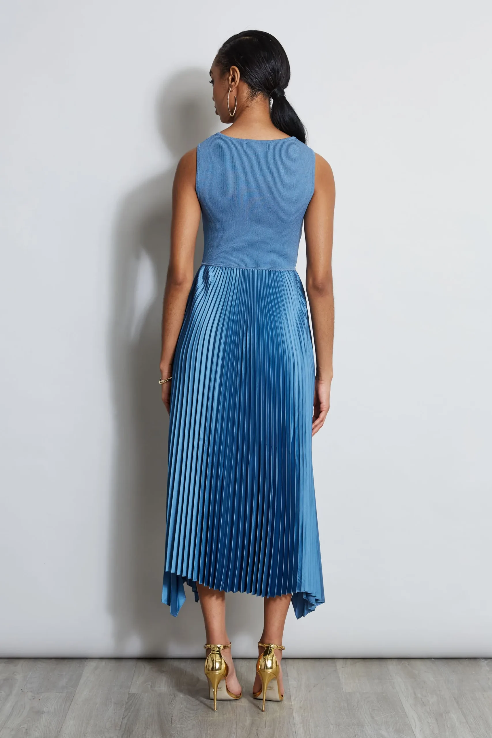 Elie Tahari Dresses & Jumpsuits|Midi Dresses-Pleated Midi Dress BLUEBREEZE