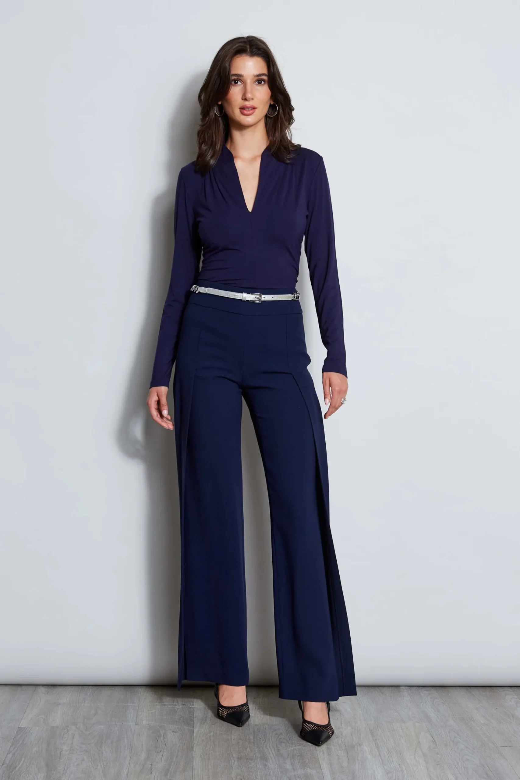 Elie Tahari Tops & Sweaters|Suiting-Pleated Neck Knit GALAXYNAVY