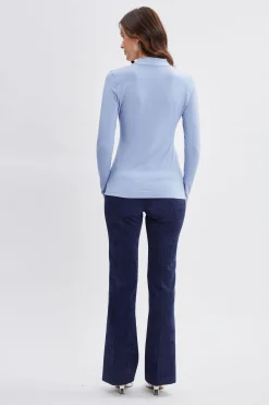Elie Tahari Tops & Sweaters-Pleated Neck Knit BLUEFROST