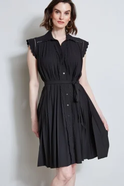 Elie Tahari Dresses & Jumpsuits-Pleated Scallop Dress NOIR