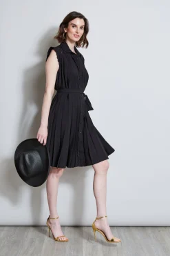 Elie Tahari Dresses & Jumpsuits-Pleated Scallop Dress NOIR