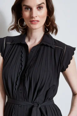 Elie Tahari Dresses & Jumpsuits-Pleated Scallop Dress NOIR