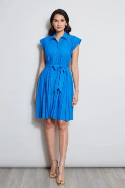 Elie Tahari Dresses & Jumpsuits-Pleated Scallop Dress BLUEIVY