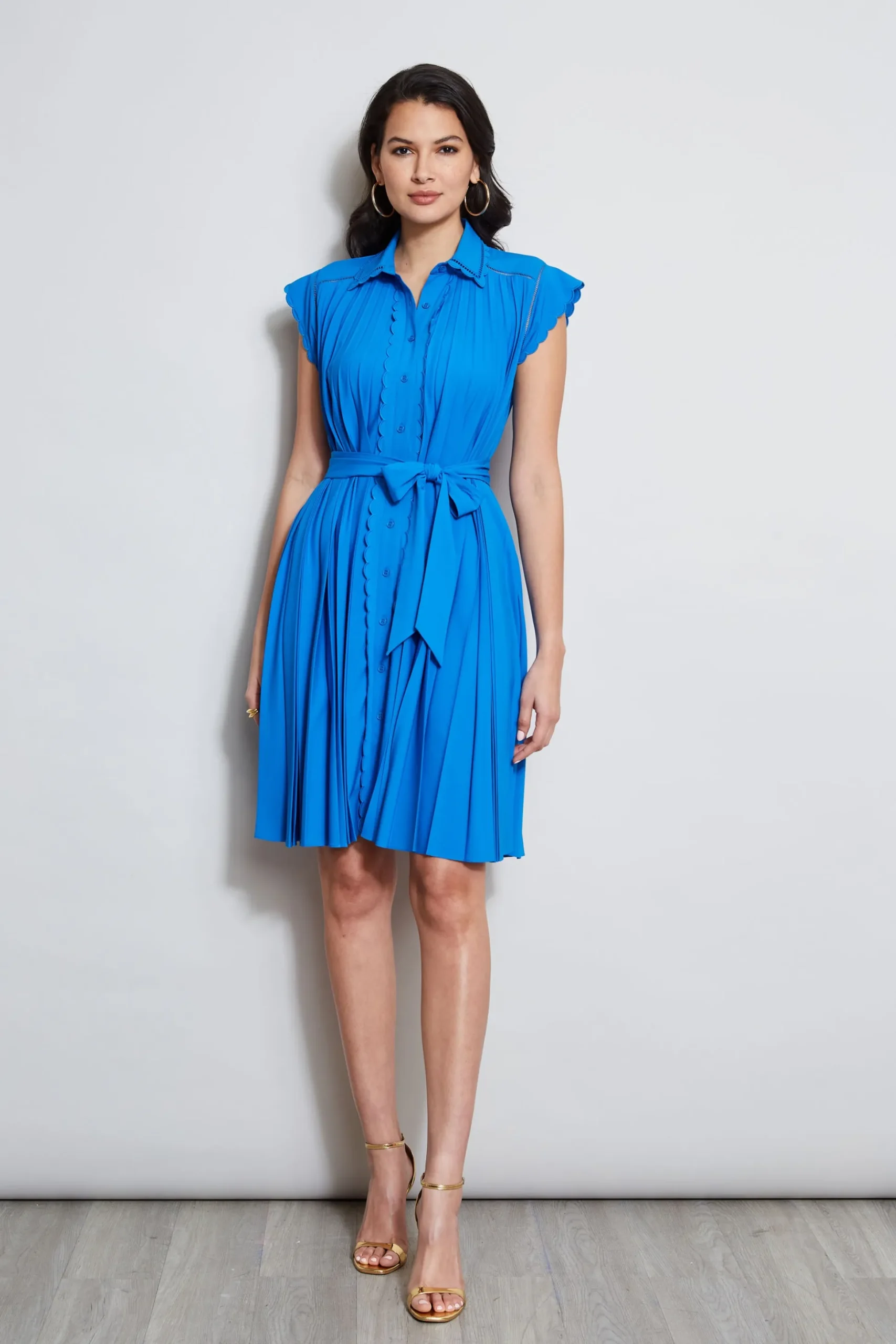 Elie Tahari Dresses & Jumpsuits-Pleated Scallop Dress BLUEIVY