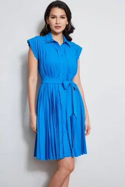 Elie Tahari Dresses & Jumpsuits-Pleated Scallop Dress BLUEIVY