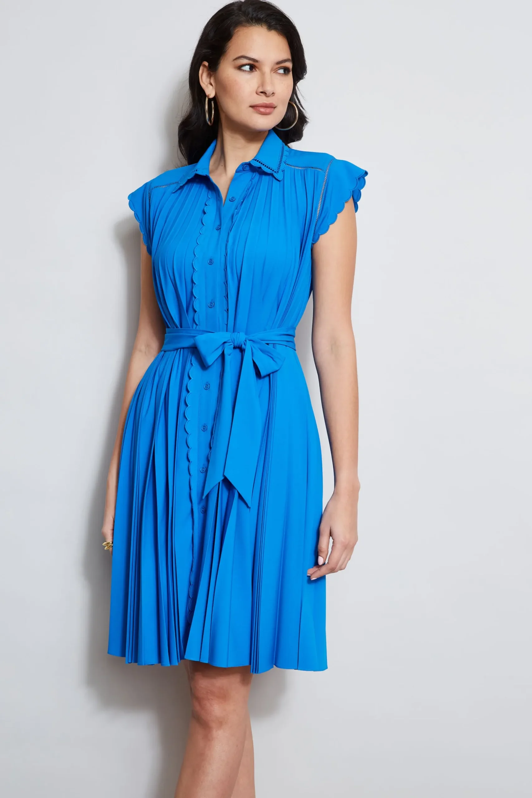 Elie Tahari Dresses & Jumpsuits-Pleated Scallop Dress BLUEIVY