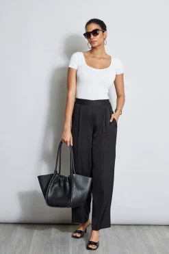 Elie Tahari Bottoms-Pleated Silk Pant NOIR
