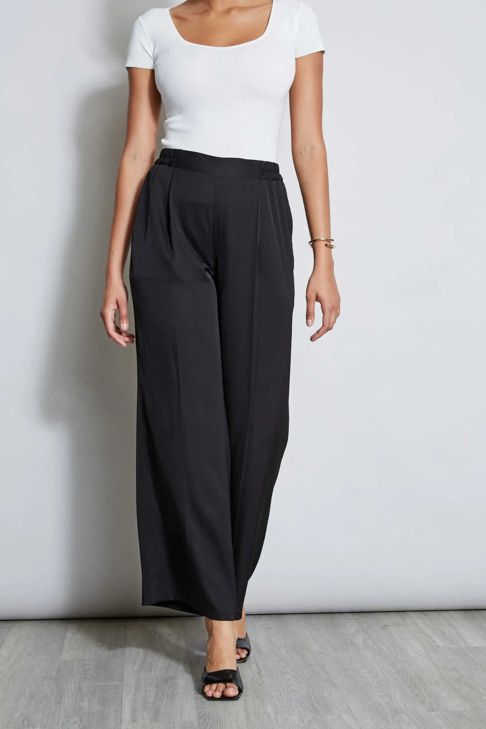 Elie Tahari Bottoms-Pleated Silk Pant NOIR