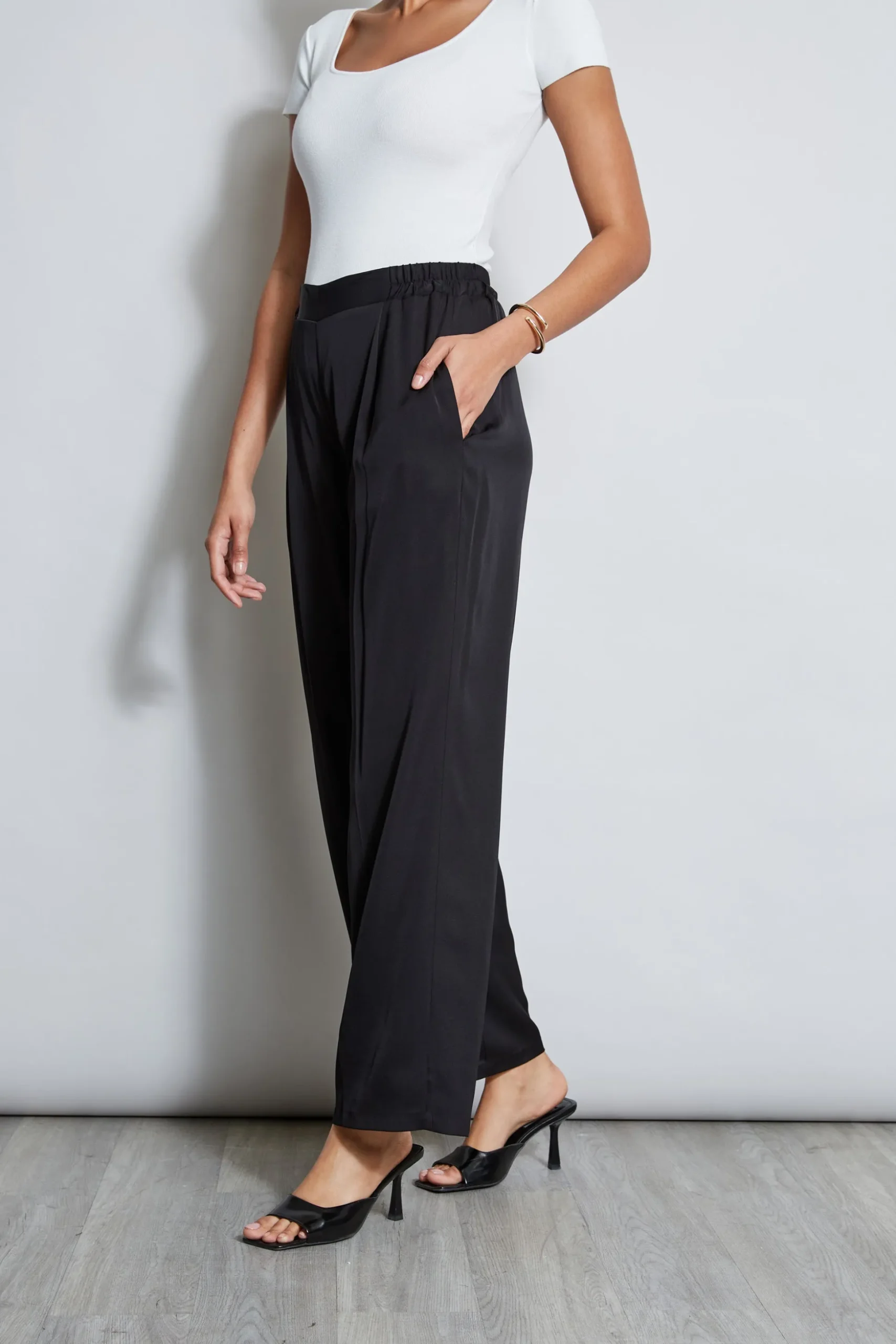 Elie Tahari Bottoms-Pleated Silk Pant NOIR
