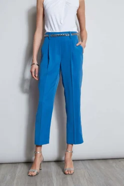 Elie Tahari Bottoms-Pleated Straight Leg Pull On Pant BLUEARCH