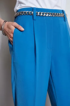 Elie Tahari Bottoms-Pleated Straight Leg Pull On Pant BLUEARCH
