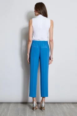 Elie Tahari Bottoms-Pleated Straight Leg Pull On Pant BLUEARCH