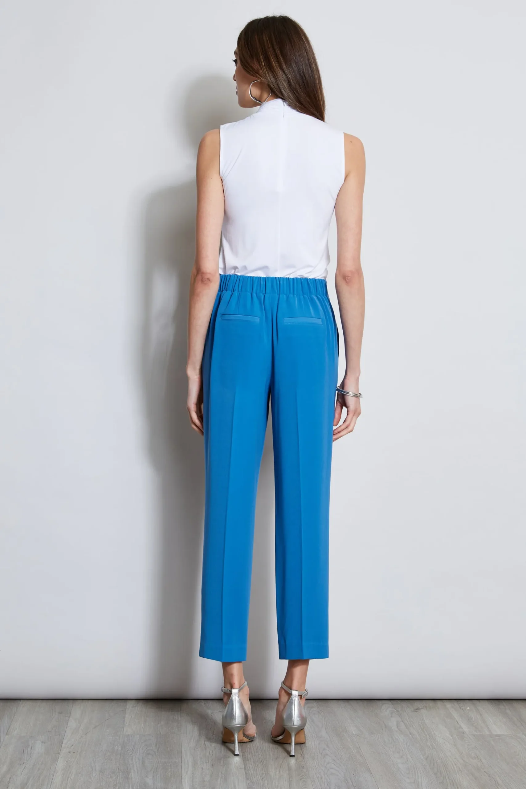 Elie Tahari Bottoms-Pleated Straight Leg Pull On Pant BLUEARCH