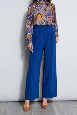 Elie Tahari Bottoms-Pleated Wide Leg Pant TWILIGHT