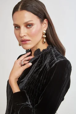 Elie Tahari Jackets & Blazers|Suiting-Plisse Velvet Embroidered Jacket BLACK