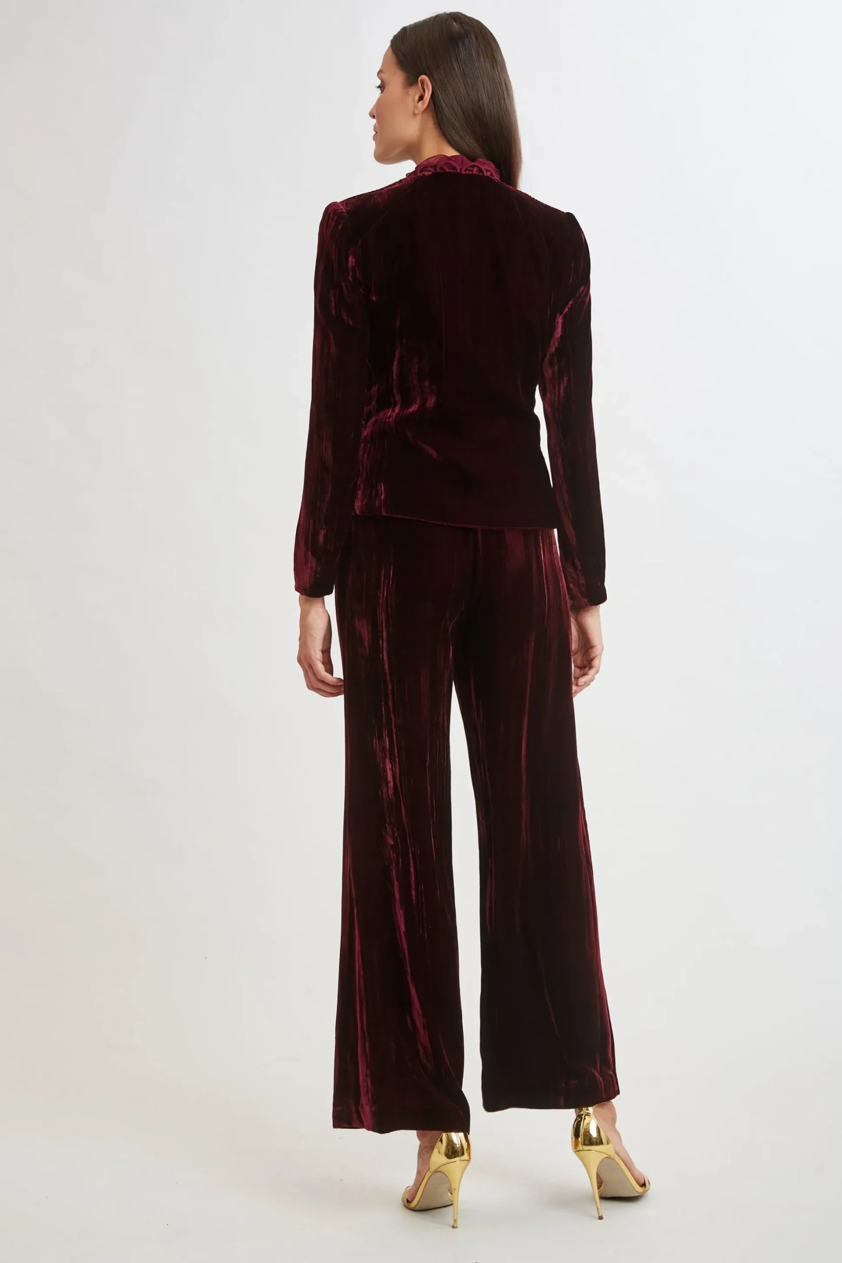 Elie Tahari Jackets & Blazers|Suiting-Plisse Velvet Embroidered Jacket BURGUNDY