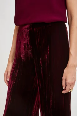 Elie Tahari Bottoms|Suiting-Plisse Velvet Fluid Pant BURGUNDY
