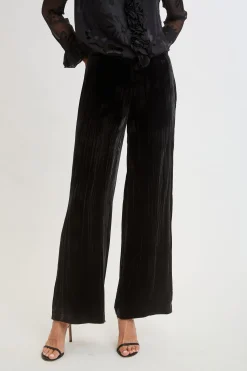 Elie Tahari Bottoms|Suiting-Plisse Velvet Fluid Pant BLACK