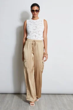 Elie Tahari Bottoms-Relaxed Satin Cargo Pant SANDCASTLE