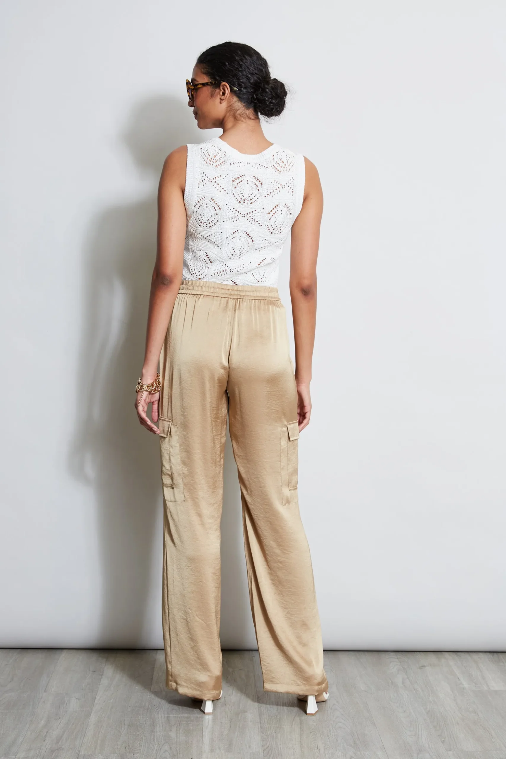 Elie Tahari Bottoms-Relaxed Satin Cargo Pant SANDCASTLE