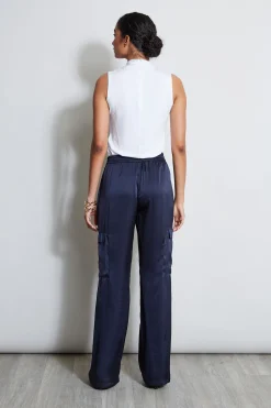 Elie Tahari Bottoms-Relaxed Satin Cargo Pant STARGAZER