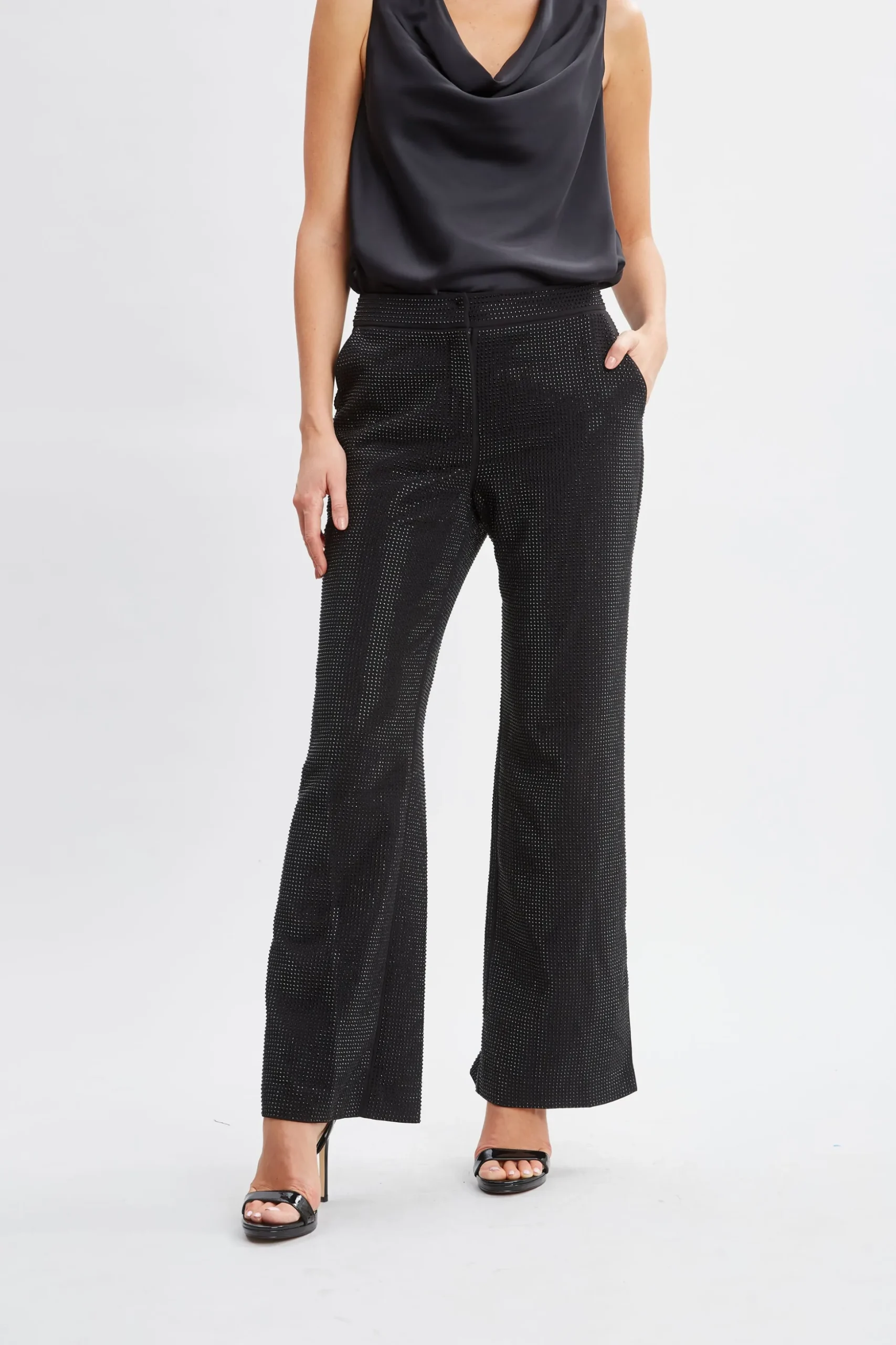 Elie Tahari Bottoms|Suiting-Rhinestone Embellished Pants Noir