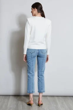 Elie Tahari Tops & Sweaters-Rib Button Sweater FOAM