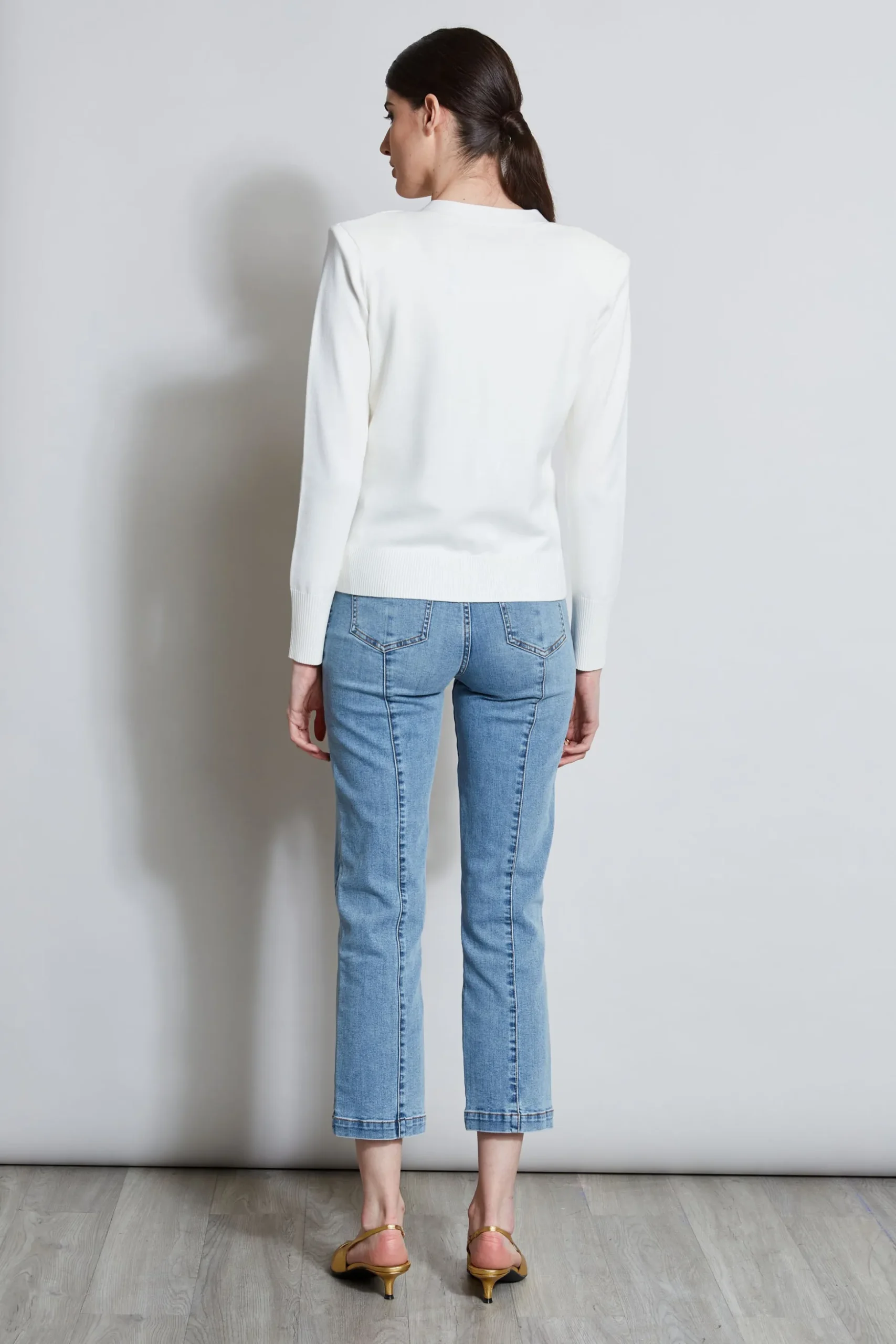 Elie Tahari Tops & Sweaters-Rib Button Sweater FOAM