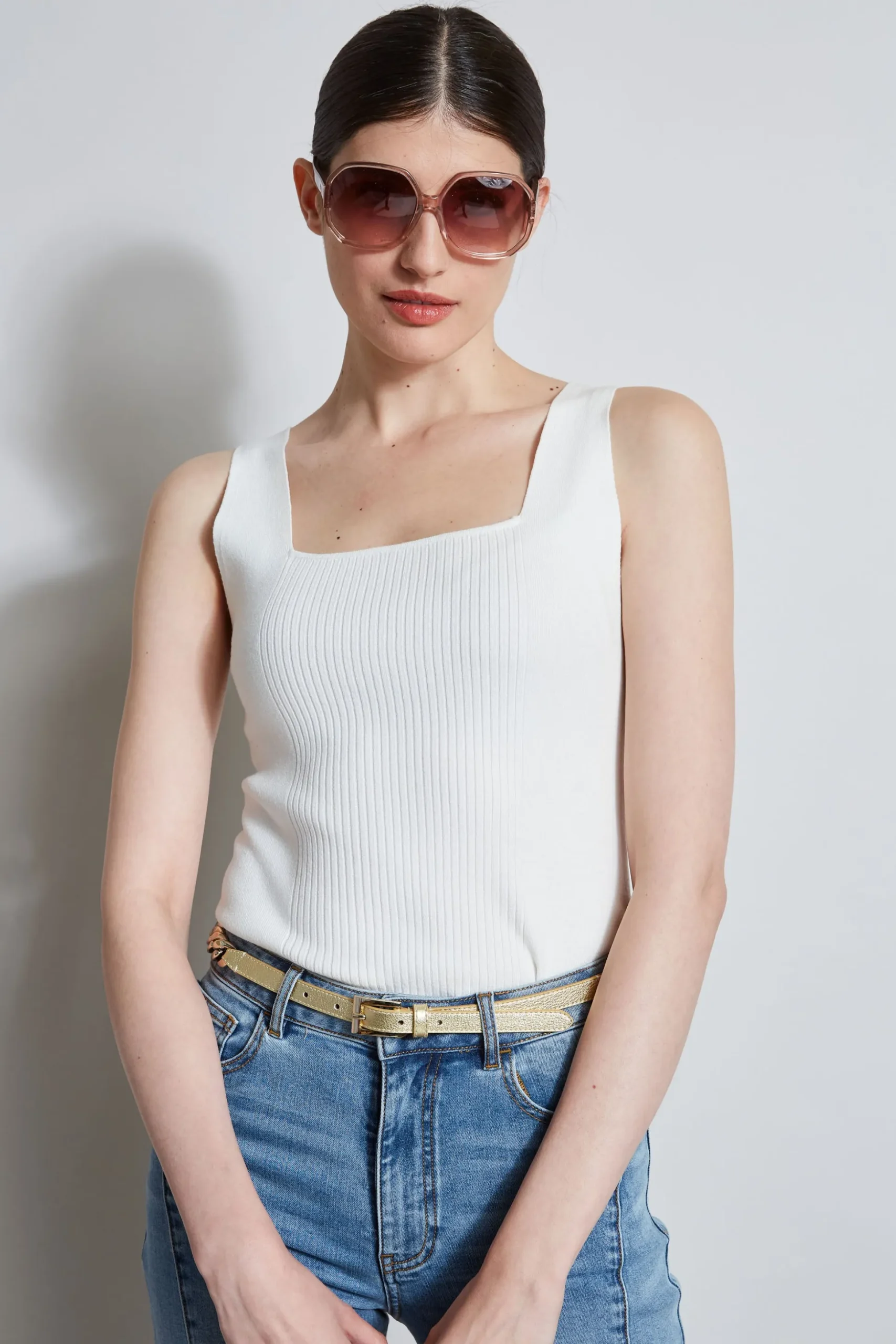 Elie Tahari Tops & Sweaters-Rib Detail Sweater Tank FOAM