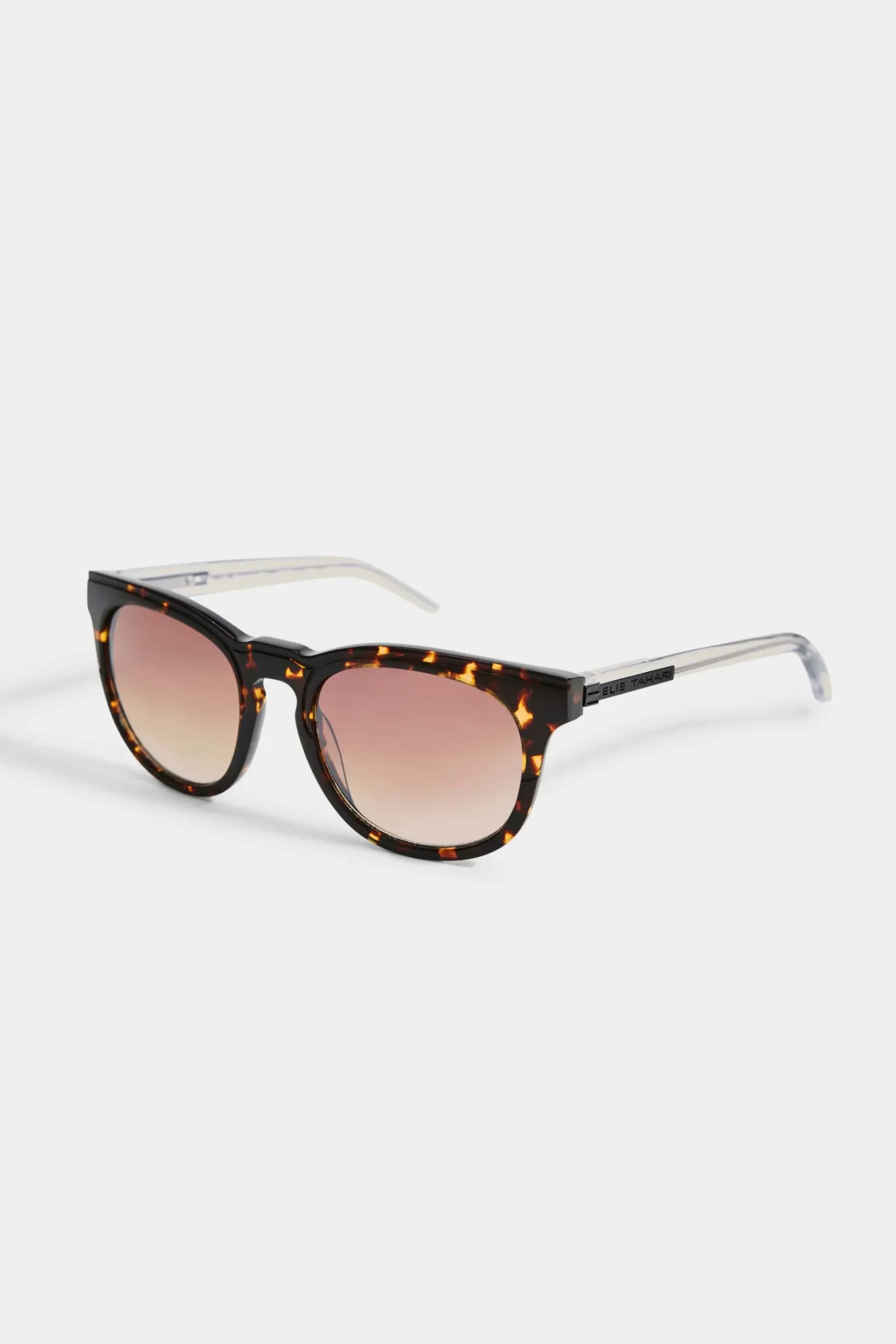 Elie Tahari Fragrance|Gloves-Round Acetate Sunglasses TOIRTOISECLEAR