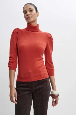 Elie Tahari Tops & Sweaters|Suiting-Ruched Sleeve Cashmere Wool Sweater RUSSET