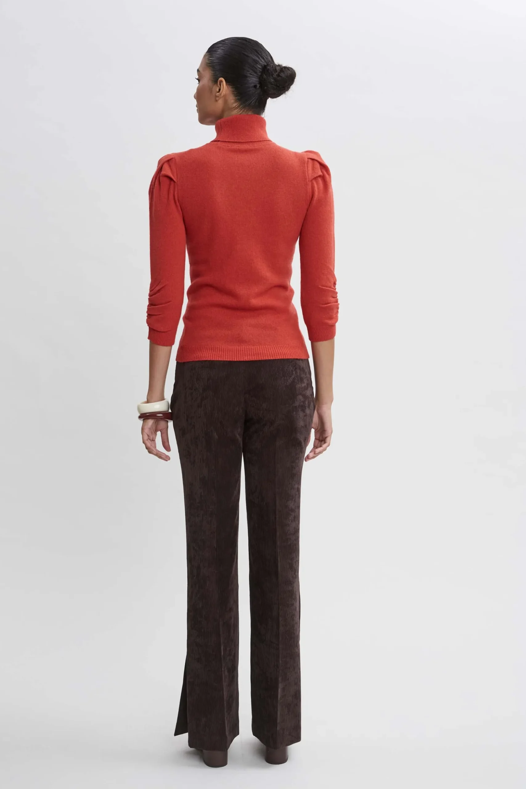 Elie Tahari Tops & Sweaters|Suiting-Ruched Sleeve Cashmere Wool Sweater RUSSET