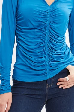 Elie Tahari Tops & Sweaters-Ruched V-Neck Knit OCEAN