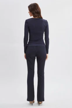 Elie Tahari Tops & Sweaters-Ruched V-Neck Knit INDIGO